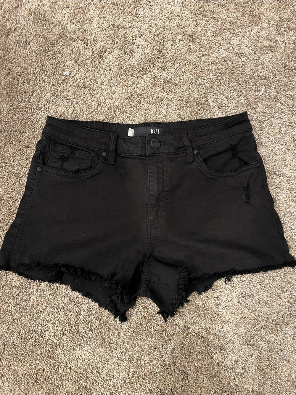KUT from the Kloth Black Distressed Cutoff Denim Shorts – Size 10